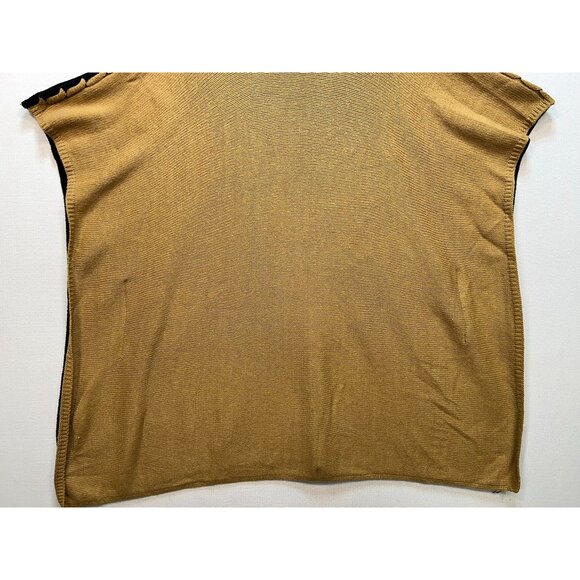 Chico's Women's Turtleneck Poncho Sweater Knit Stretch Size S/M Camel Black - Picture 6 of 11